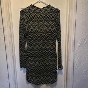 Beautiful long sleeve black and silver dress